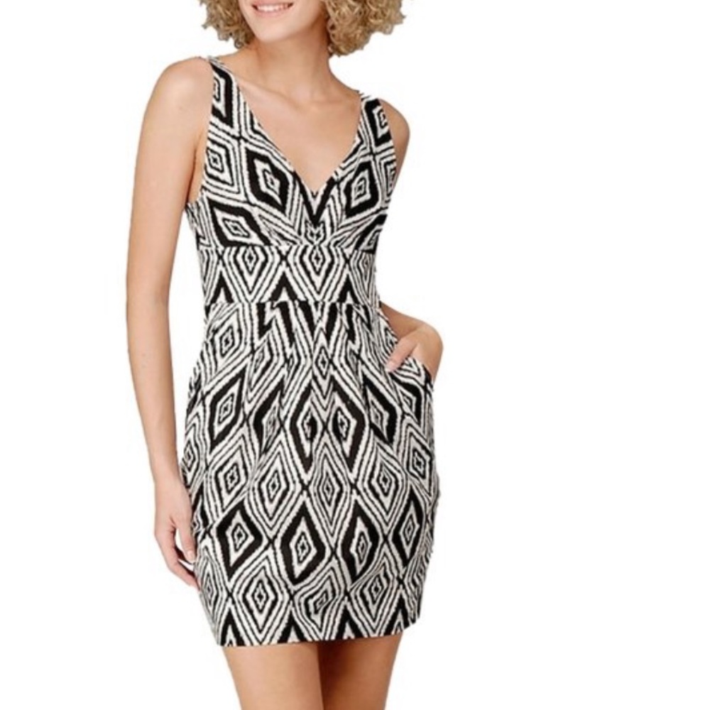 7 FOR ALL MANKIND Ikat Aztec Print V Neck Pencil Tank Midi Dress NWOT